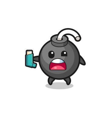 Bomba maskotunun astımı vardı. Astım spreyini tutarken, şirin bir tasarım.