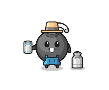 Mandıracı rolünde bomba karikatürü, şirin bir tasarım.