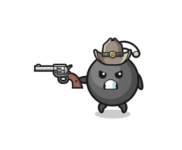 Bomb Cowboy Shooting Gun Cute Design — Stock Vector