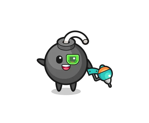 Bomb Cartoon Future Warrior Mascot Cute Design — Stock Vector