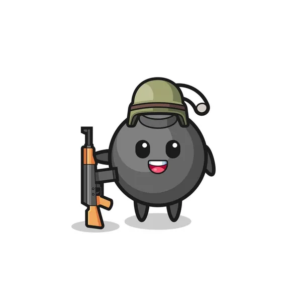 Cute Bomb Mascot Soldier Cute Design — Stock Vector