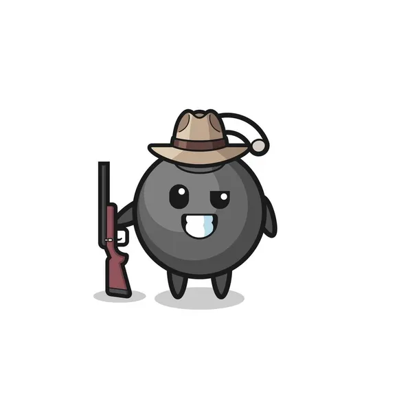 Bomb Hunter Mascot Holding Gun Cute Design — Stock Vector