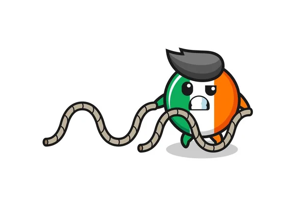 Illust Bandeira Irlandesa Fazendo Treino Corda Batalha Projeto Bonito —  Vetores de Stock