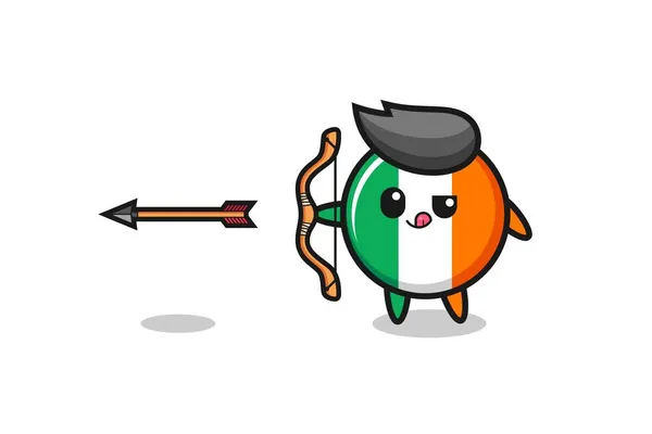 Ilustração Irlanda Bandeira Personagem Fazendo Tiro Com Arco Projeto Bonito —  Vetores de Stock