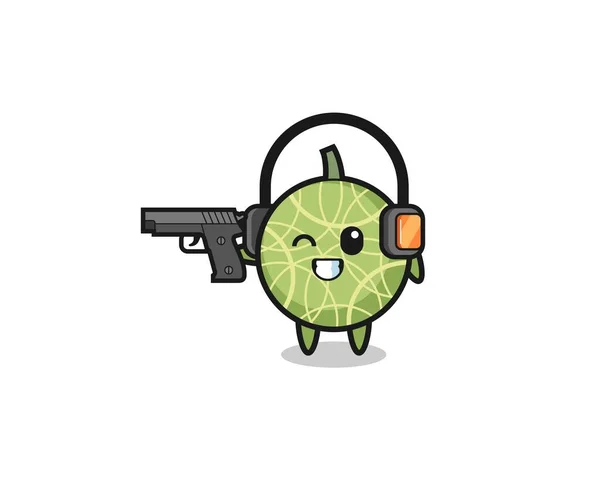 Illustration Melon Cartoon Doing Shooting Range Cute Design — Stock Vector