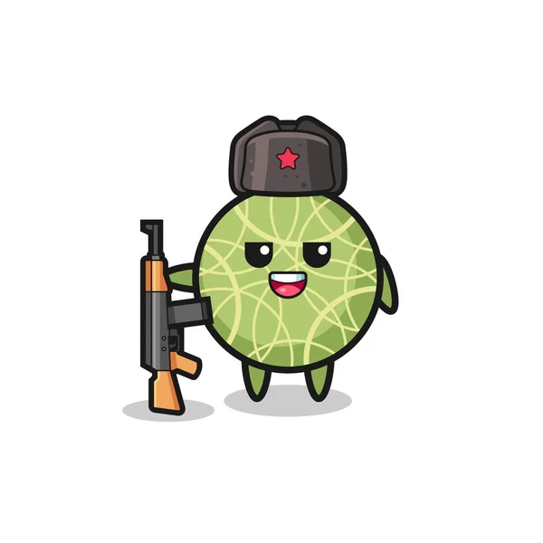 Dessin Animé Melon Mignon Comme Armée Russe Design Mignon — Image vectorielle