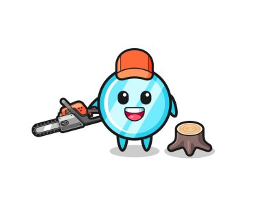 ayna oduncusu karakter zincirli testere tutuyor, şirin tasarım