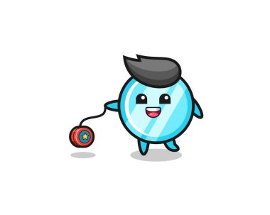 Şirin bir ayna çizgi filmi. Yoyo oynuyor, şirin bir tasarım.