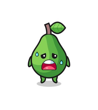Avokado 'nun bitkinlik karikatürü, şirin tasarım.