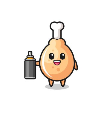 Grafiti bombacısı olarak tatlı kızarmış tavuk, şirin bir tasarım.