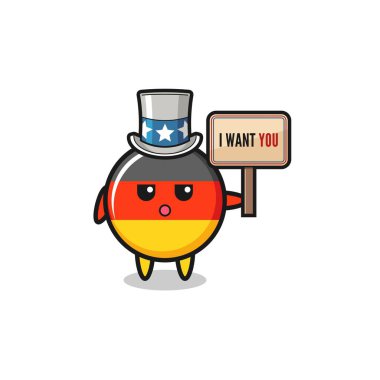 Alman bayrak karikatürü Sam Amca 'nın pankartı. Seni istiyorum, şirin tasarım.