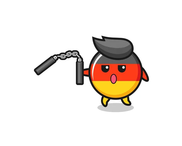 Desenho Animado Bandeira Alemanha Usando Nunchaku Projeto Bonito —  Vetores de Stock