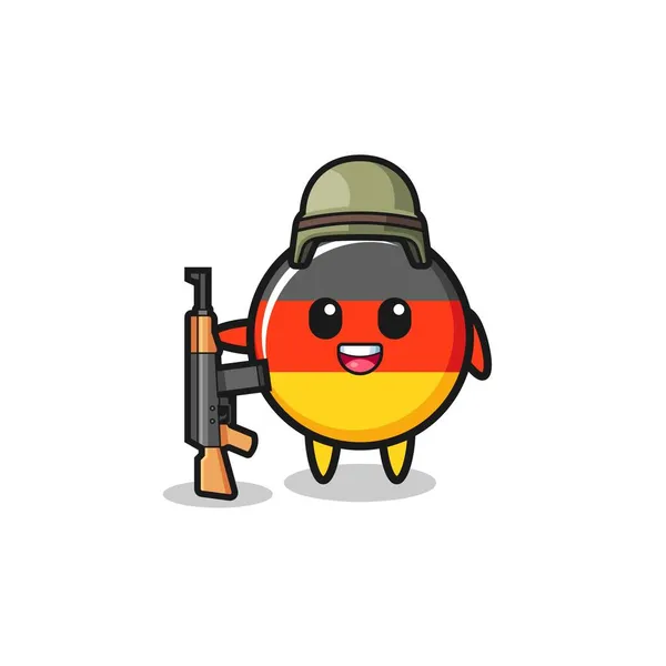 Cute Germany Flag Mascot Soldier Cute Design - Stok Vektor