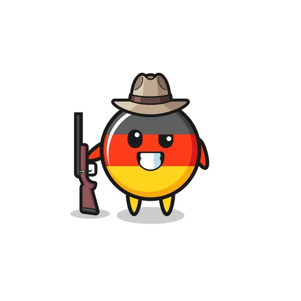Niemiecka Flaga Myśliwy Maskotka Gospodarstwa Pistolet Ładny Design — Wektor stockowy