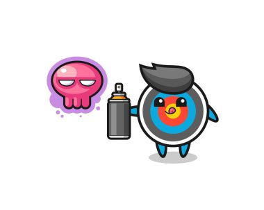 Hedef okçuluk karikatürü. Sprey boyalı bir graffiti yap, şirin bir tasarım.