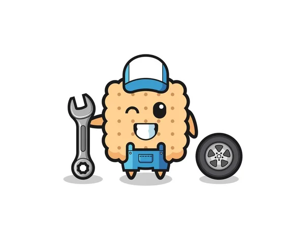 Cracker Character Mechanic Mascot Cute Design — Stock Vector
