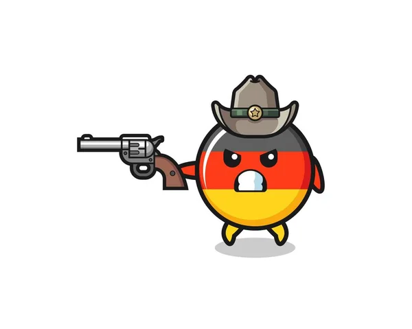 Germany Flag Cowboy Shooting Gun Cute Design — Stock Vector