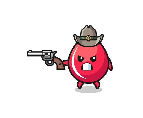 Vércsepp Cowboy Lövés Egy Pisztollyal Aranyos Design — Stock Vector