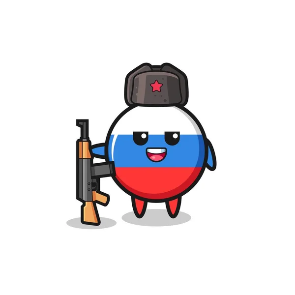 Niedlich Russland Flagge Cartoon Als Russische Armee Niedliches Design — Stockvektor
