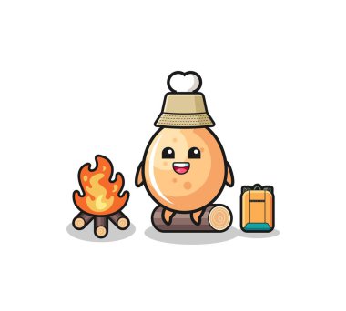 Kızarmış tavuk çizgi filminin kamp çizimi, şirin bir tasarım.