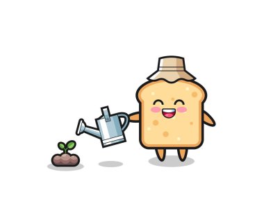 Şirin ekmek bitki tohumlarını suluyor, şirin tasarım.