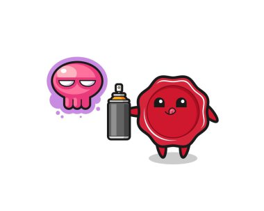 Mühürlü balmumu karikatür. Sprey boyalı bir grafiti yap. Şirin tasarım.