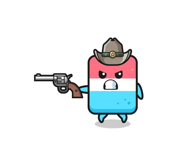 Eraser Cowboy Shooting Gun Cute Design — Stock Vector