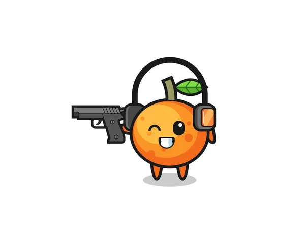 Ilustrace Mandarínské Oranžové Kreslené Dělat Střelnici Roztomilý Design — Stockový vektor