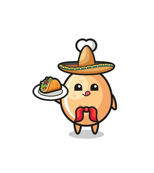 Stekt Kyckling Mexikansk Kock Maskot Håller Taco Söt Design — Stock vektor
