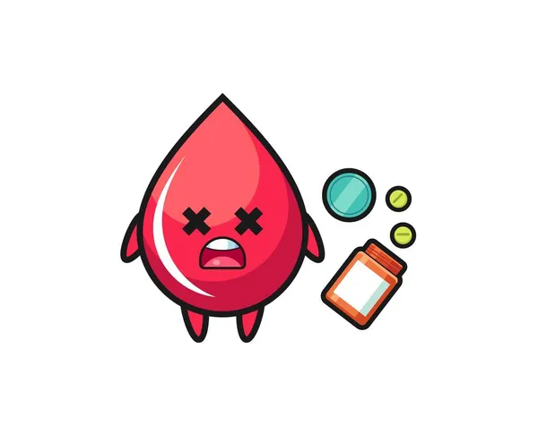 Απεικόνιση Της Υπερδοσολογίας Χαρακτήρα Σταγόνα Αίματος Χαριτωμένο Σχεδιασμό — Διανυσματικό Αρχείο