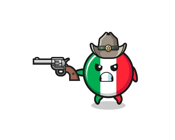 Itália Bandeira Cowboy Tiro Com Uma Arma Projeto Bonito — Vetor de Stock