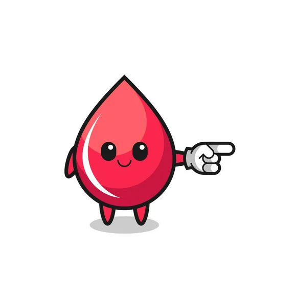 Mascote Gota Sangue Com Apontando Gesto Certo Design Bonito — Vetor de Stock