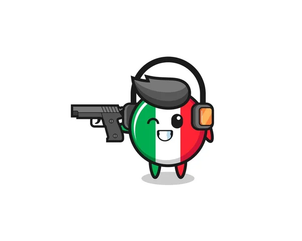 Illustration Italy Flag Cartoon Doing Shooting Range Cute Design — Stock Vector