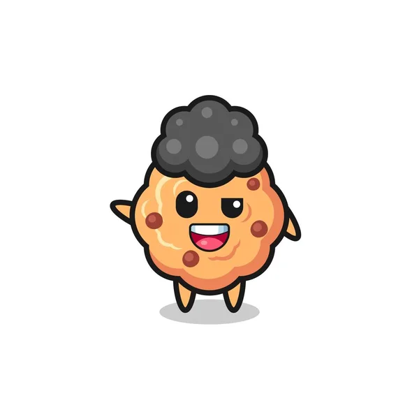 Chocolate Chip Cookie Carácter Como Afro Chico Lindo Diseño — Archivo Imágenes Vectoriales