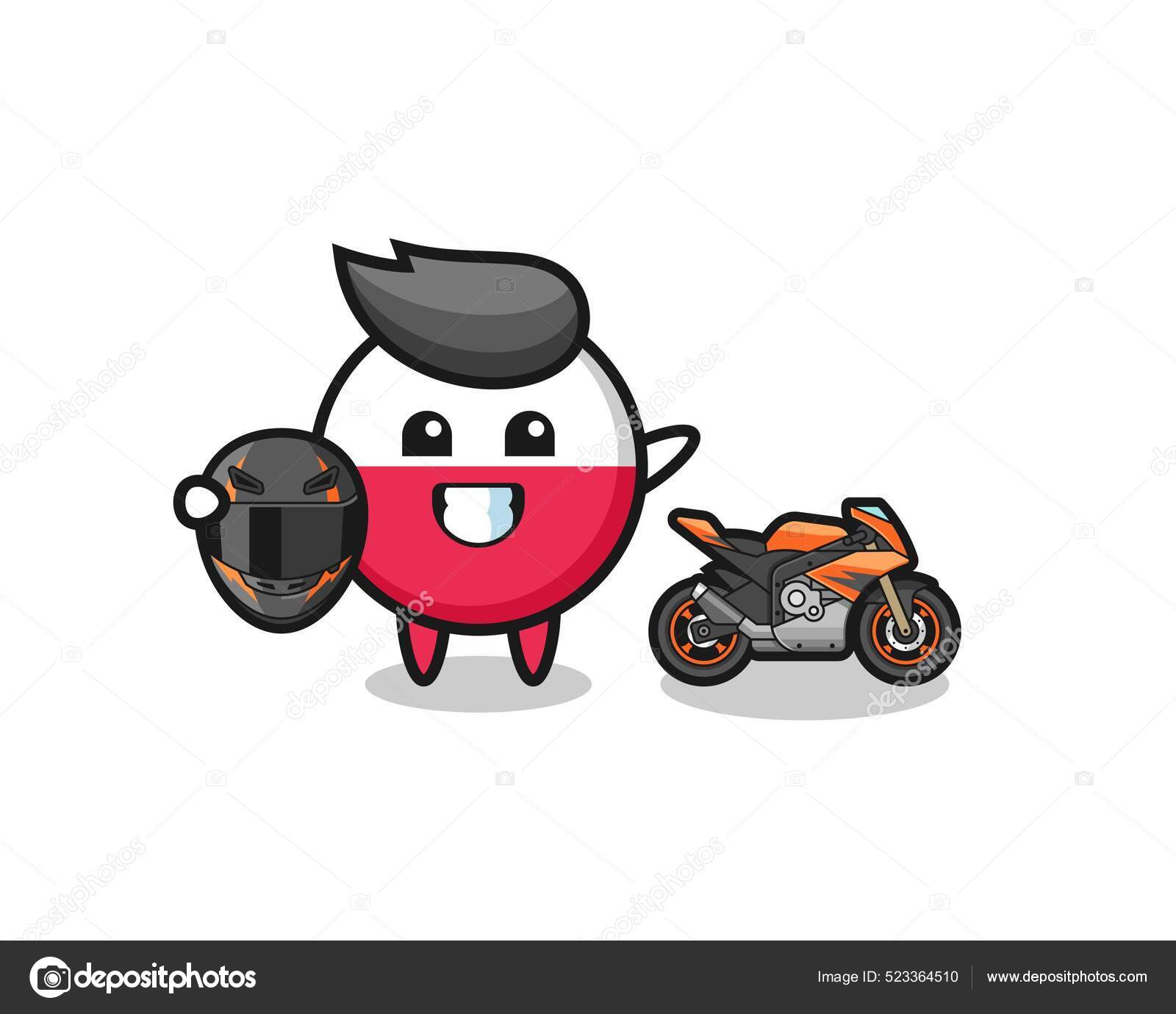 Bonito Moto Corrida Desenho Animado Design Ilustração Vetorial