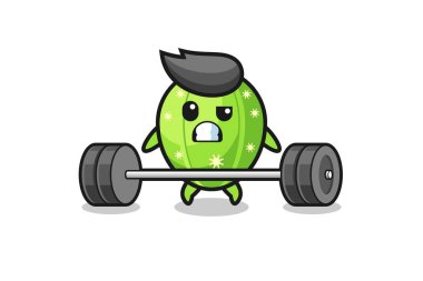 Kaktüs halteri kaldırma karikatürü, şirin tasarım.