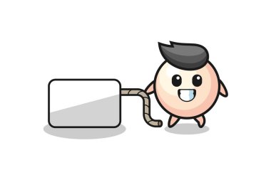 İnci karikatürü bir afiş çekiyor, şirin bir tasarım.