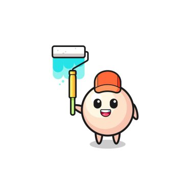 İnci boyalı maskot, boya silindirli, şirin bir tasarım.