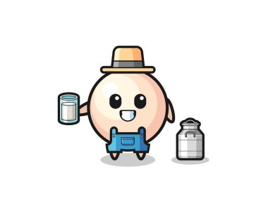 Süt çiftçisi rolünde inci çizgi film, şirin bir tasarım.