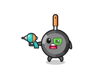 Sevimli tava, elinde silah, şirin tasarım.