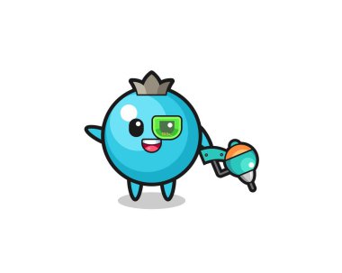 Gelecekteki savaşçı maskotu rolünde yaban mersini çizgi filmi, şirin tasarım.