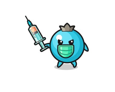 Virüsle savaşmak için yabanmersini resmi, şirin bir tasarım.