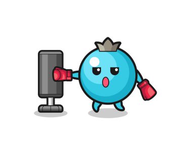 böğürtlen boksörü çizgi filmi kum torbasıyla antrenman yapıyor, şirin tasarım.