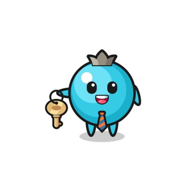 Emlakçı maskotu olarak şirin yabanmersini, şirin tasarım.