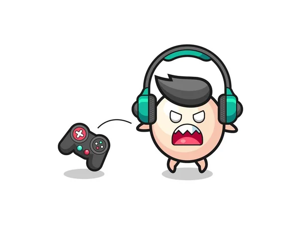 Parel Gamer Mascotte Boos Schattig Ontwerp — Stockvector