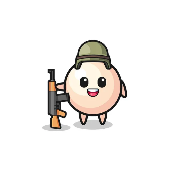Cute Pearl Mascot Soldier Cute Design — Stock Vector