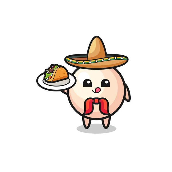 Perla Mascota Chef Mexicano Celebración Taco Lindo Diseño — Vector de stock