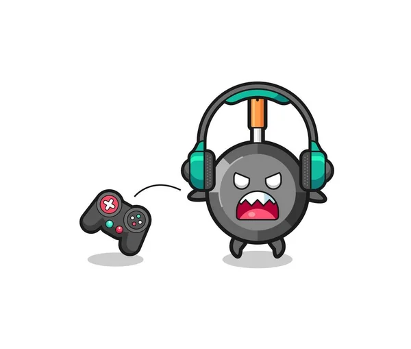 Bakken Pan Gamer Mascotte Boos Schattig Ontwerp — Stockvector