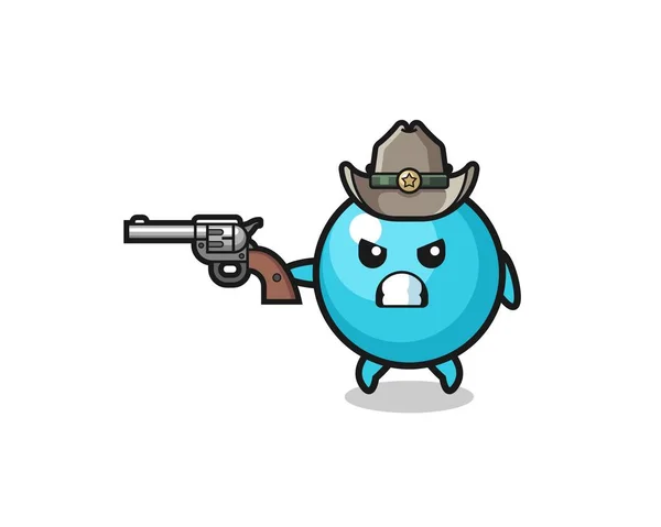 Bosbessen Cowboy Schieten Met Een Pistool Schattig Ontwerp — Stockvector