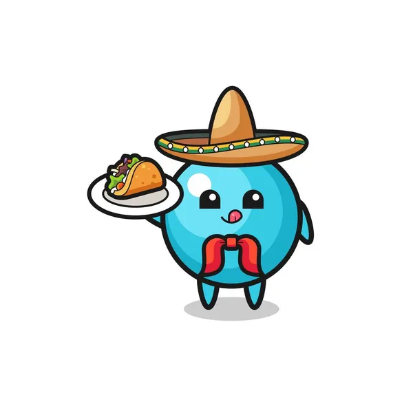 Blåbär Mexikansk Kock Maskot Håller Taco Söt Design — Stock vektor